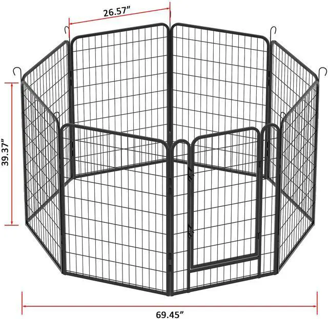 Alt view image 7 of 7 - 8 Panels Heavy Duty Metal Playpen with door,39.37"H Dog Fence Pet Exercise Pen for Outdoor, Indoor
