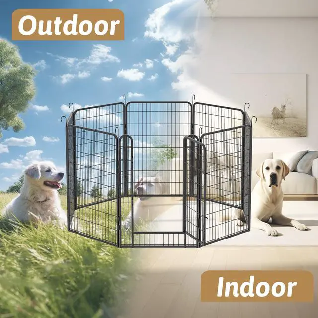 Alt view image 3 of 7 - 8 Panels Heavy Duty Metal Playpen with door,39.37"H Dog Fence Pet Exercise Pen for Outdoor, Indoor