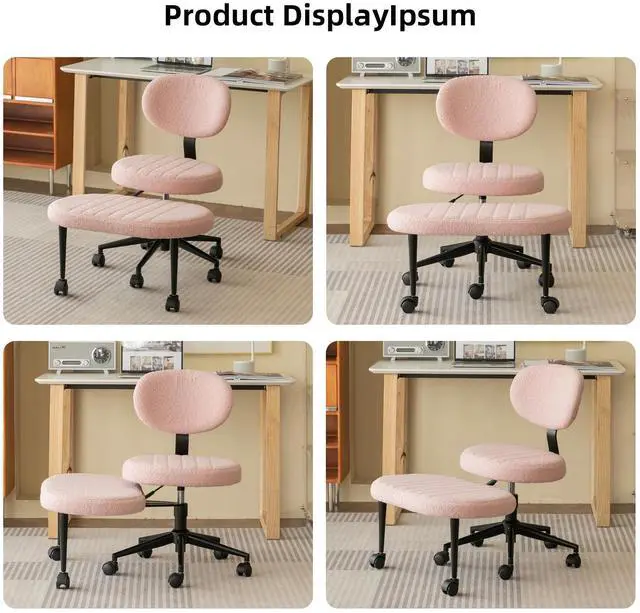 Alt view image 7 of 7 - Ergonomic Office Chair Multi-Position Cross Legged Design for Adults, Swivel Meditation & ADHD Fidget Desk Chair with Back Support & Rolling Base Pink