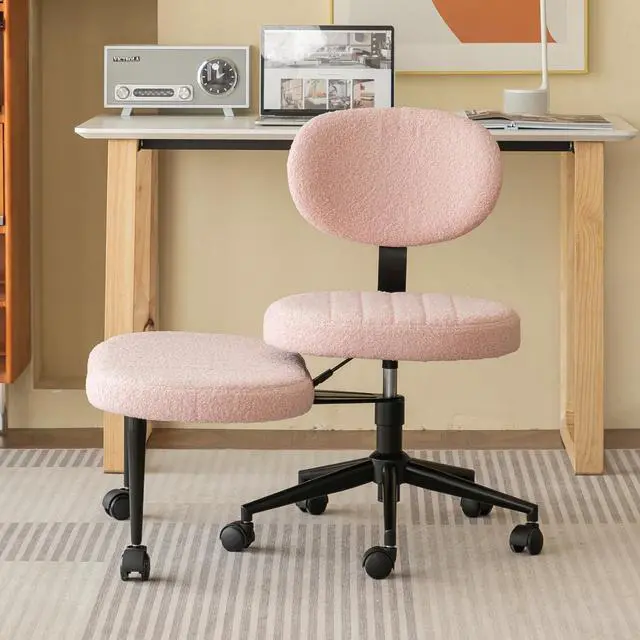Alt view image 2 of 7 - Ergonomic Office Chair Multi-Position Cross Legged Design for Adults, Swivel Meditation & ADHD Fidget Desk Chair with Back Support & Rolling Base Pink