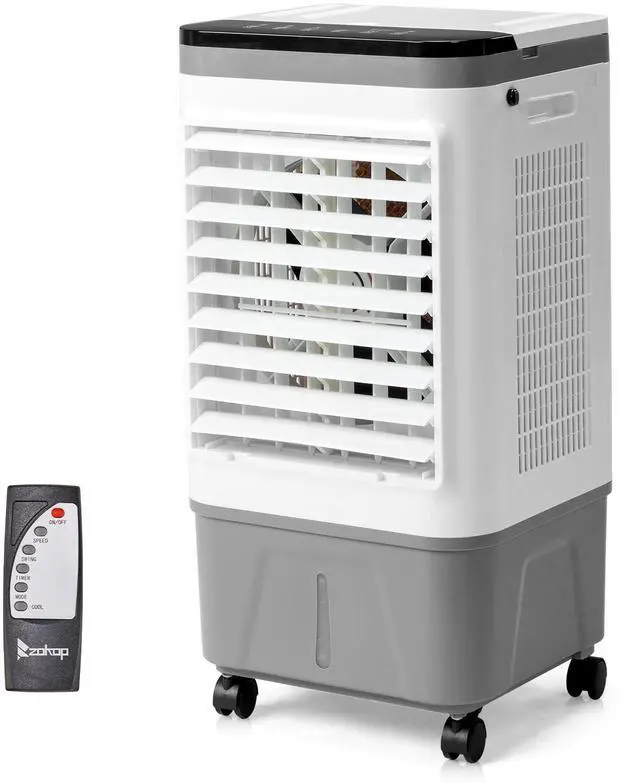 Main image of 3 in 1 Portable Evaporative Cooler,720R,Indoor,Outdoor,461CFM Air Cooler with remote,Copper motor,5.28 Gal Water Tank & Scroll Casters, 4 Ice Packs,12H timer settings,Gray and White