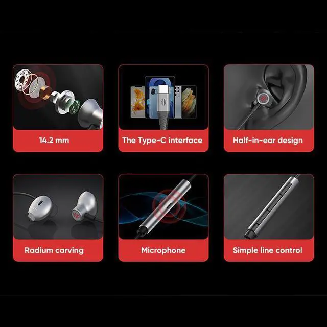 Alt view image 4 of 6 - RED MAGIC Magic Sound Earphones 3.5mm port Redmagic earphones for phones Android