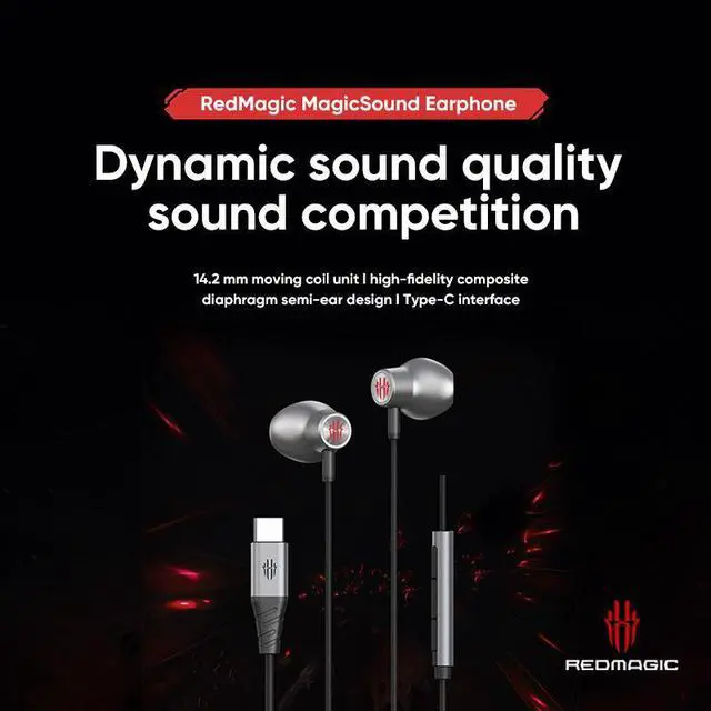 Alt view image 5 of 6 - RED MAGIC Magic Sound Earphones 3.5mm port Redmagic earphones for phones Android