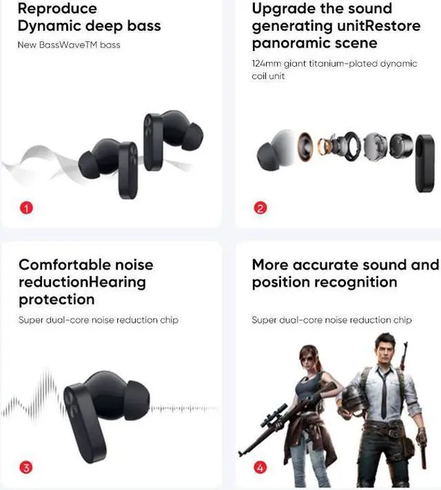 Alt view image 2 of 6 - OnePlus Buds ACE TWS Earbuds Bluetooth 5.3 Gaming Earphones Noise Cancellation Black For Android iOS