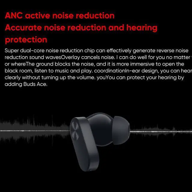 Alt view image 5 of 6 - OnePlus Buds ACE TWS Earbuds Bluetooth 5.3 Gaming Earphones Noise Cancellation Black For Android iOS