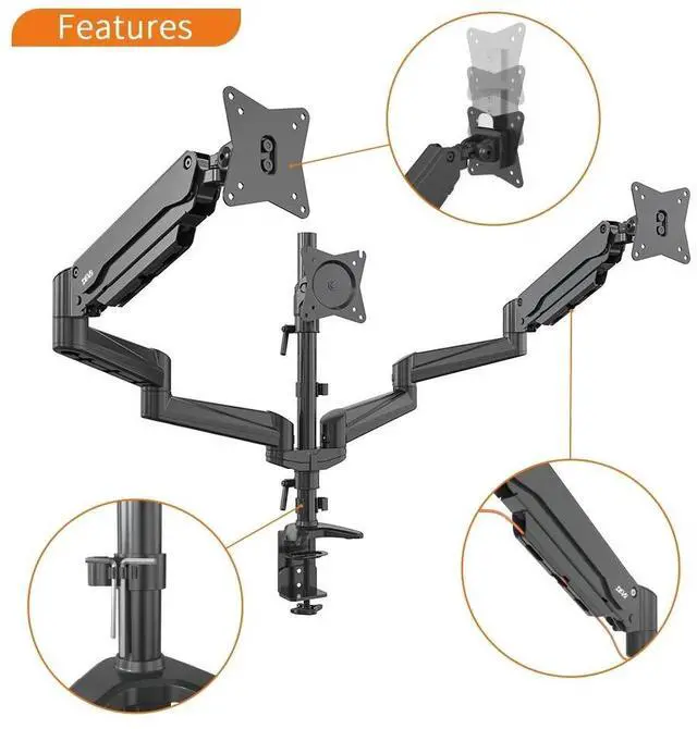 Alt view image 4 of 5 - Devo Gaming Monitor Arm - 3 Arms