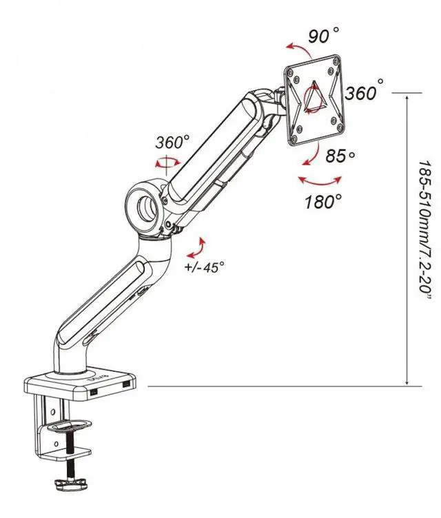 Alt view image 7 of 7 - Devo Gaming Monitor Arm - Flexi Pro 1 - Black