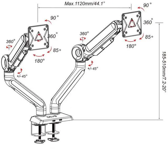 Alt view image 7 of 7 - Devo Gaming Monitor Arm - Flexi Pro 2 - Black