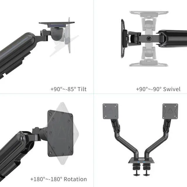 Alt view image 5 of 7 - Devo Gaming Monitor Arm - Flexi Pro 2 - Black