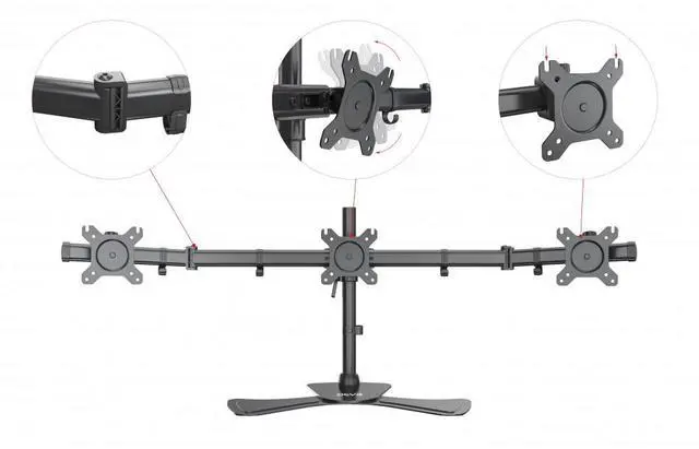 Alt view image 3 of 7 - Devo Gaming Monitor Table Arm - 3 monitors