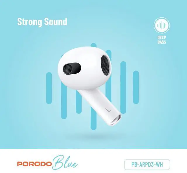 Alt view image 3 of 6 - Porodo Blue Deep Bass Wireless Earbuds 3 - White