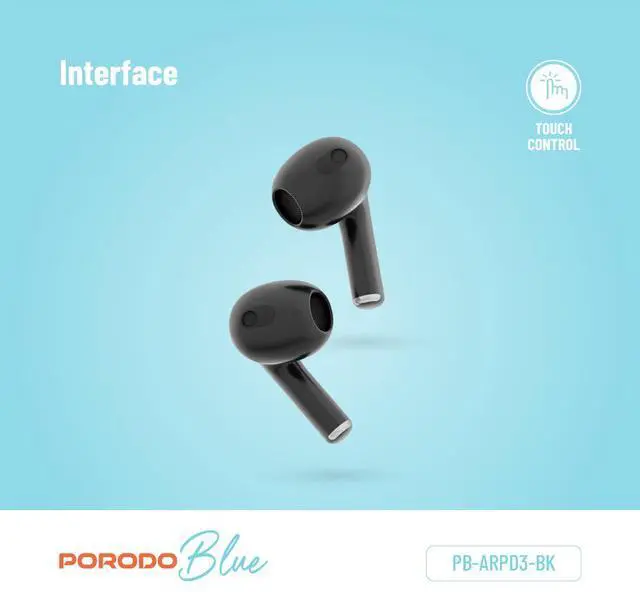 Alt view image 3 of 6 - Porodo Blue Deep Bass Wireless Earbuds 3 - Black