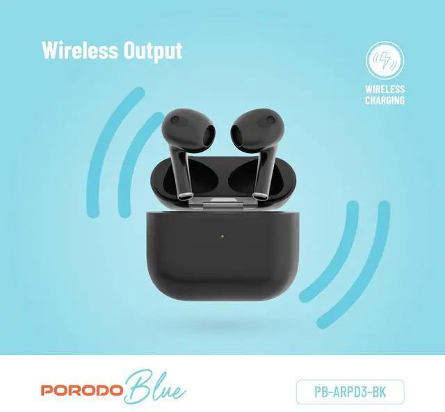 Alt view image 6 of 6 - Porodo Blue Deep Bass Wireless Earbuds 3 - Black
