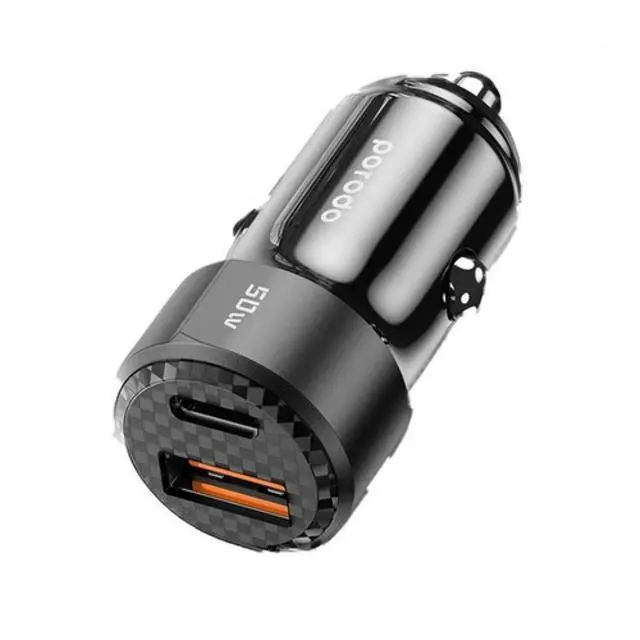 Alt view image 2 of 3 - Porodo 50W Dual Port Car Charger PD 20W QC 30W with C to C Cable - Black