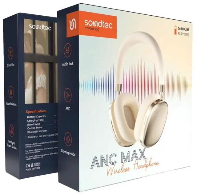 Alt view image 3 of 3 - Porodo Soundtec Airpodmax ANC Headphone - Gold