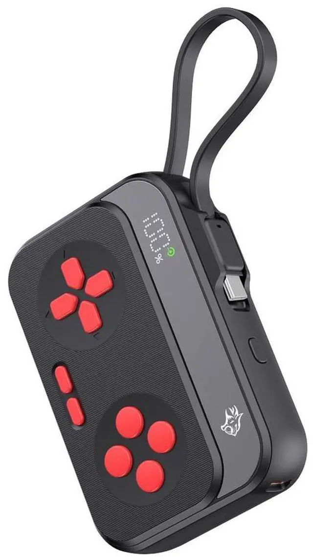 Main image of Porodo Gaming 10000mAh Gaming Design Power Bank Type-C USB A with Type-C Cable - Black/Red