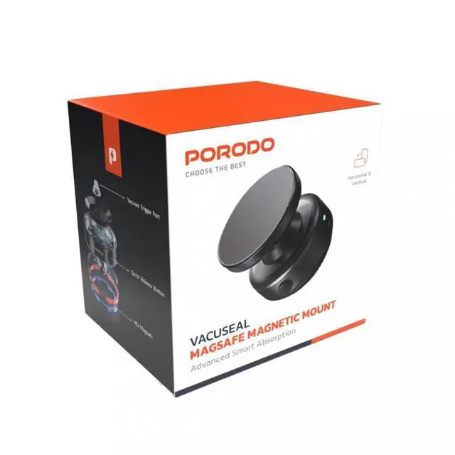 Alt view image 3 of 3 - Porodo Auto Electric Suction Magsafe Mount - Black