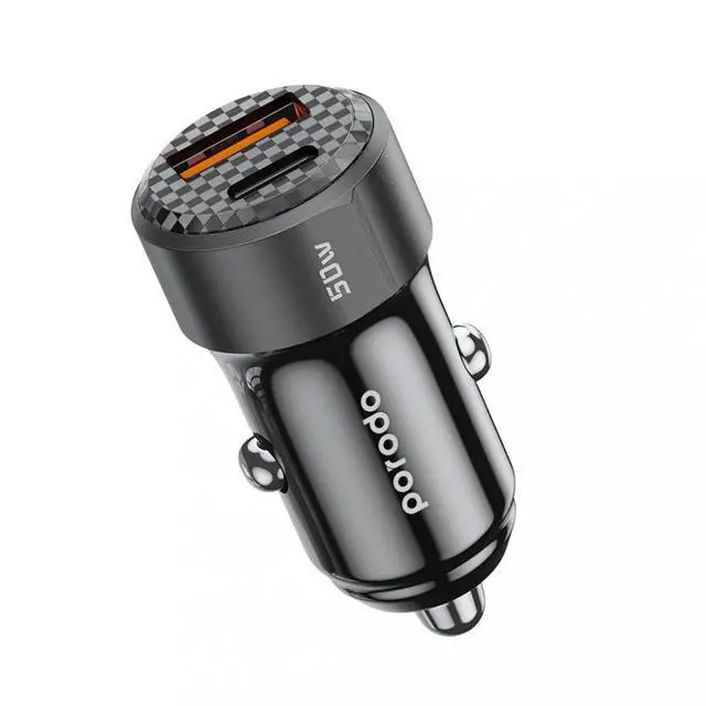 Alt view image 2 of 4 - Porodo 50W Dual Port Car Charger PD 20W QC 30W - Black