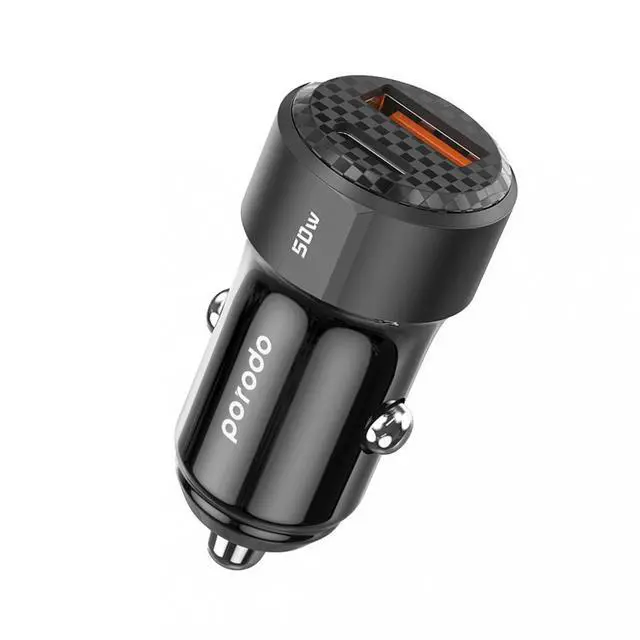Alt view image 4 of 4 - Porodo 50W Dual Port Car Charger PD 20W QC 30W - Black