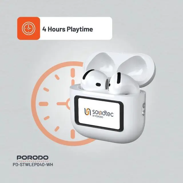 Alt view image 2 of 5 - Porodo Soundtec GLIMPSE ANC+ENC Earphone with Touch Screen - White