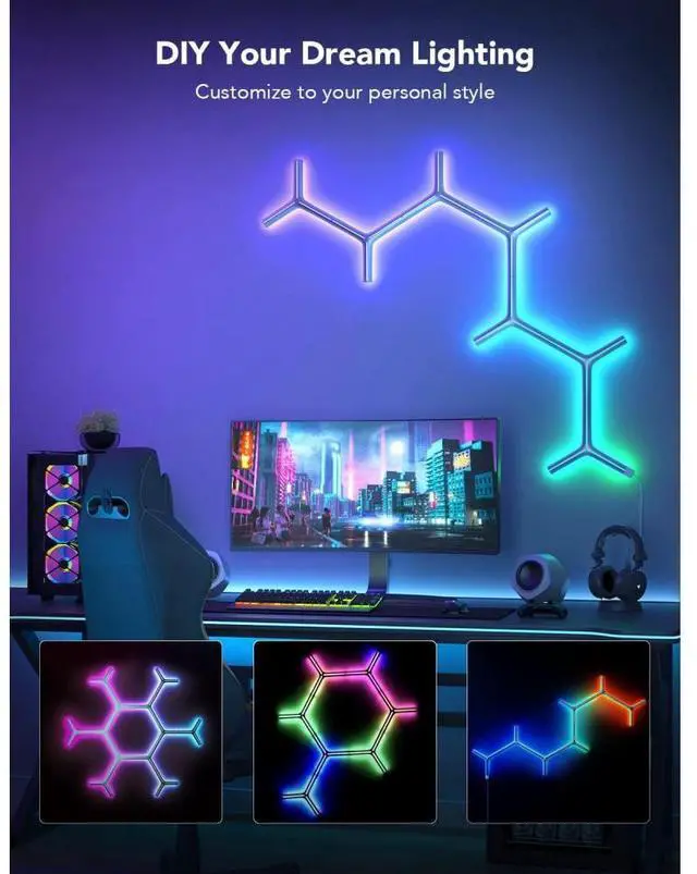 Alt view image 3 of 7 - Govee Glide Y Shape Light Panel (7 pack)