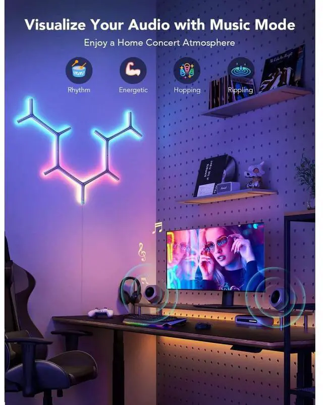 Alt view image 6 of 7 - Govee Glide Y Shape Light Panel (7 pack)