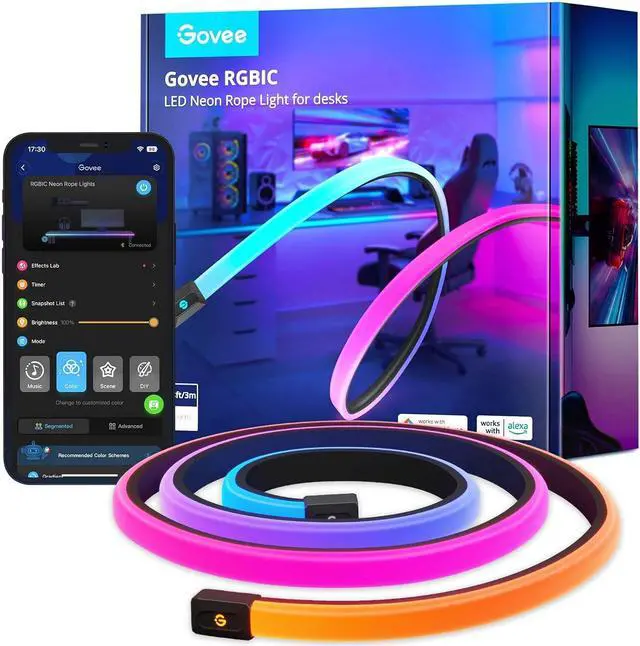 Main image of Govee RGBIC LED Neon Rope Lights for Desks - 10ft