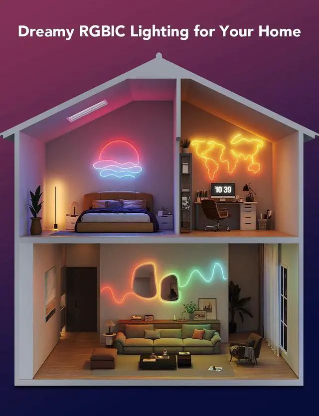 Alt view image 3 of 7 - Govee 5M Neon Preinstalled Strip Light -16.4ft
