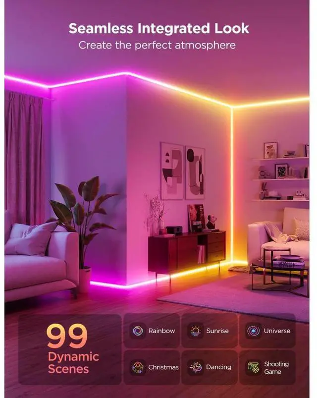Alt view image 5 of 7 - Govee Neon Rope Light for Wall Lining 5M (16.4ft)