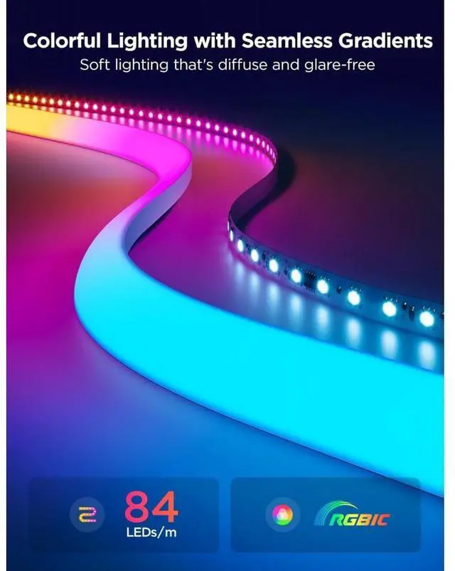 Alt view image 2 of 7 - Govee Neon Rope Light for Wall Lining 5M (16.4ft)
