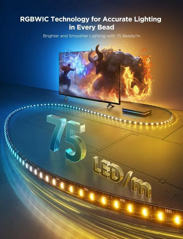 Alt view image 3 of 7 - Govee AI Sync Box 8K HDMI 2.1 with strip ligth for 55-65"TV MAX