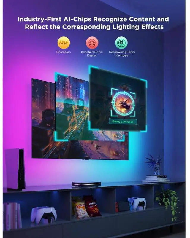 Alt view image 5 of 7 - Govee AI Sync Box 8K HDMI 2.1 with strip ligth for 55-65"TV MAX