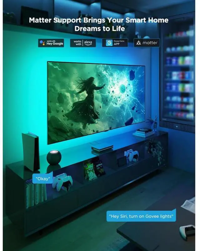 Alt view image 4 of 7 - Govee AI Sync Box 8K HDMI 2.1 with strip ligth for 55-65"TV MAX
