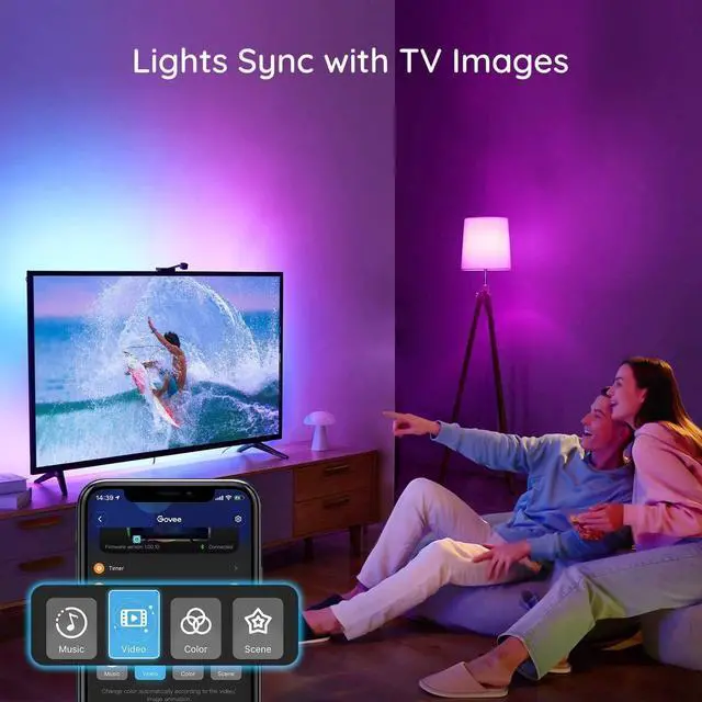 Alt view image 6 of 7 - Govee Immersion Wi-Fi TV Backlights For TV's 55-65 inches
