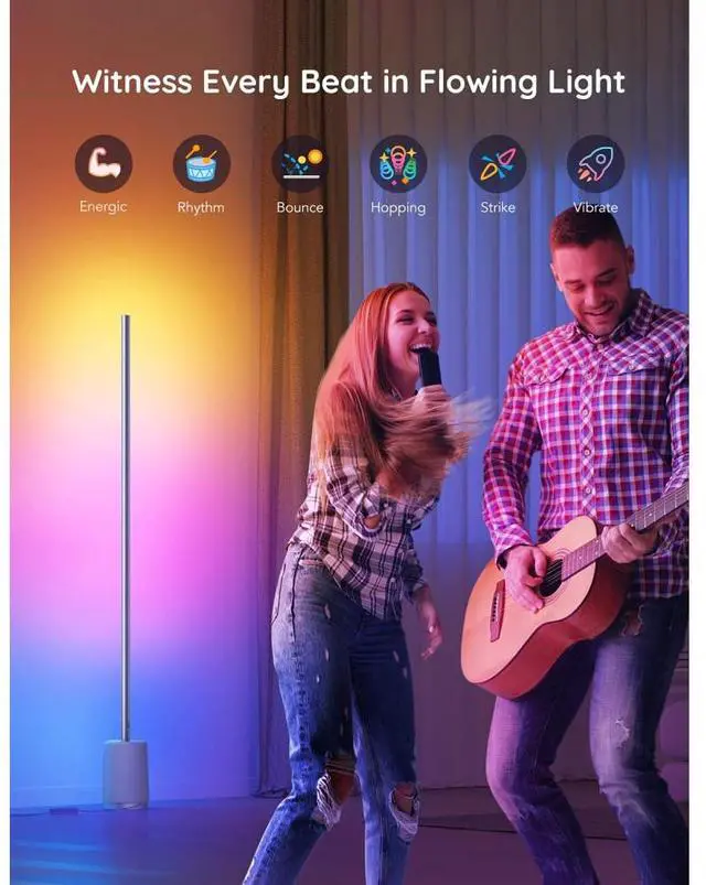 Alt view image 3 of 7 - Govee Lyra RGBICWW Corner Floor Lamp - White