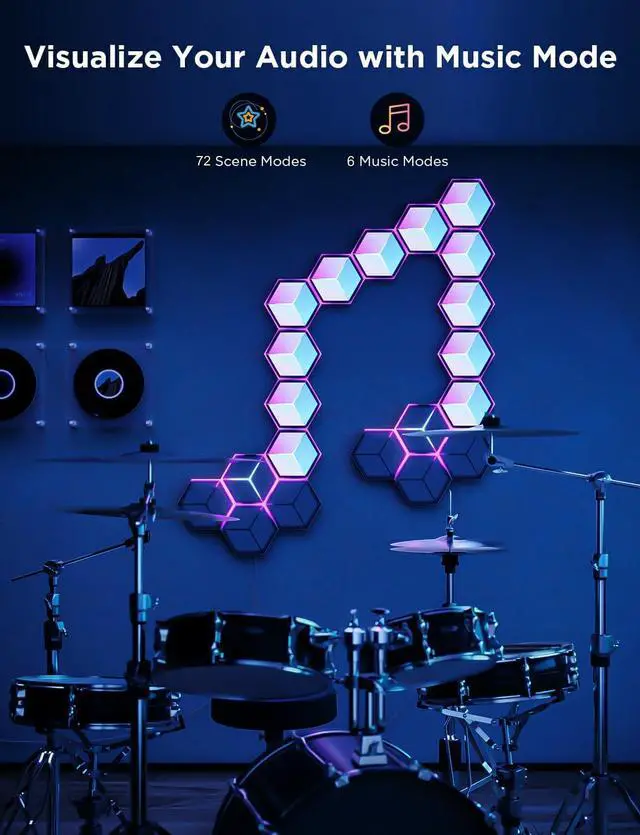 Alt view image 7 of 7 - Govee Glide Hexagon Light Panels Ultra (7 PCS)