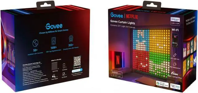 Alt view image 5 of 5 - Govee Netflix RGBIC Indoor Curtain Lights 400 LED