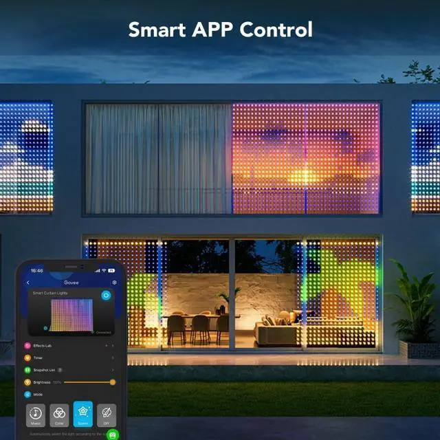 Alt view image 2 of 5 - Govee Netflix RGBIC Indoor Curtain Lights 400 LED