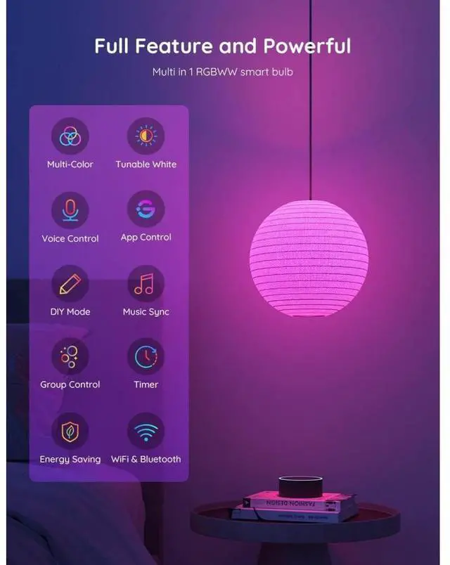 Alt view image 2 of 3 - Govee RGBWW Smart LED Bulb 400lm (2pack)