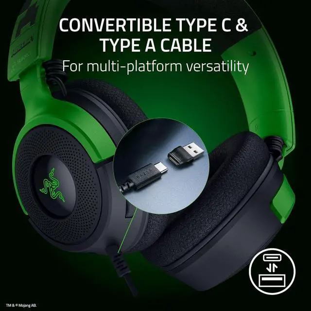 Alt view image 3 of 7 - Razer Kraken V4 X Gaming Headset  Minecraft Edition