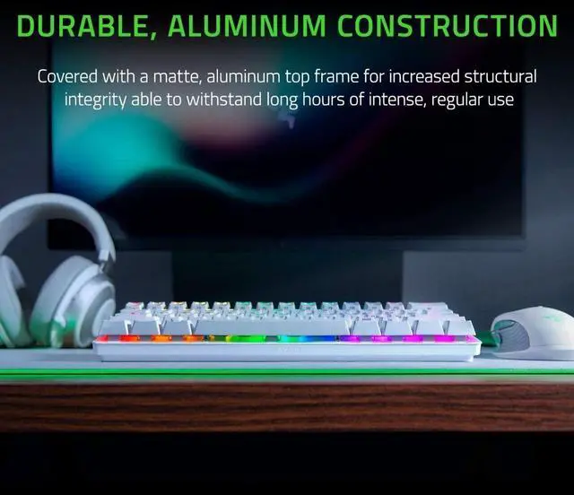 Alt view image 2 of 6 - Razer Huntsman Mini 60% Optical Gaming Keyboard  Purple Clicky Switch  Mercury White