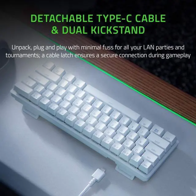 Alt view image 4 of 6 - Razer Huntsman Mini 60% Optical Gaming Keyboard  Purple Clicky Switch  Mercury White