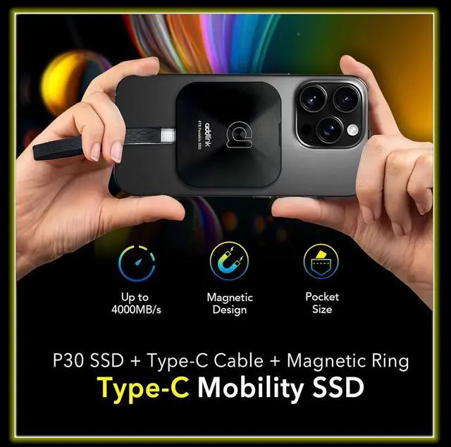 Alt view image 3 of 6 - Addlink P30 1TB Portable SSD Type-C (USB 4.0)