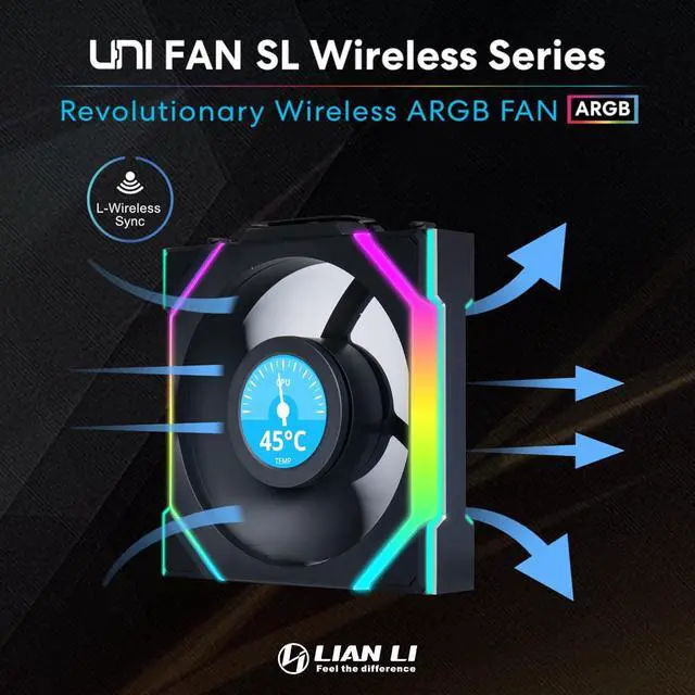 Alt view image 2 of 5 - Lian Li UNI FAN SL120 Wireless LCD Fan - Triple - Black