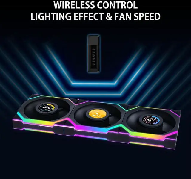 Alt view image 4 of 5 - Lian Li UNI FAN SL120 Wireless LCD Fan - Triple - Black