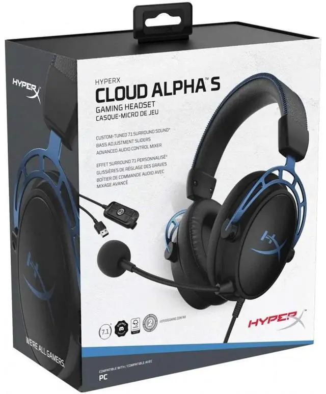 Alt view image 6 of 6 - HyperX Cloud Alpha S C Gaming Headset, 7.1 Surround Sound Noise Cancelling Microphone