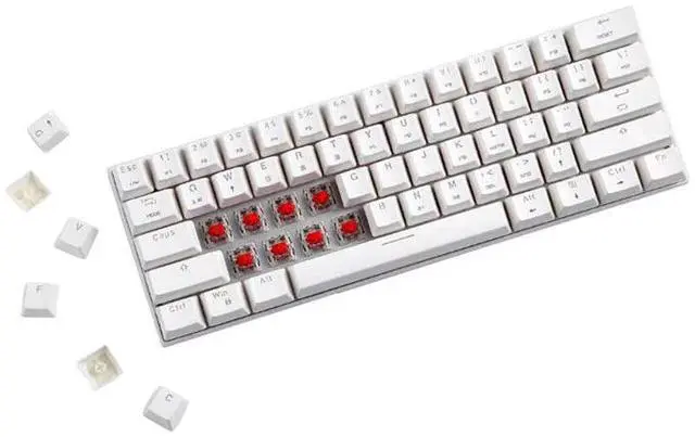 Alt view image 6 of 6 - Motospeed SK62 RGB Mechanical Game Keyboard White - Red Arabic Switch