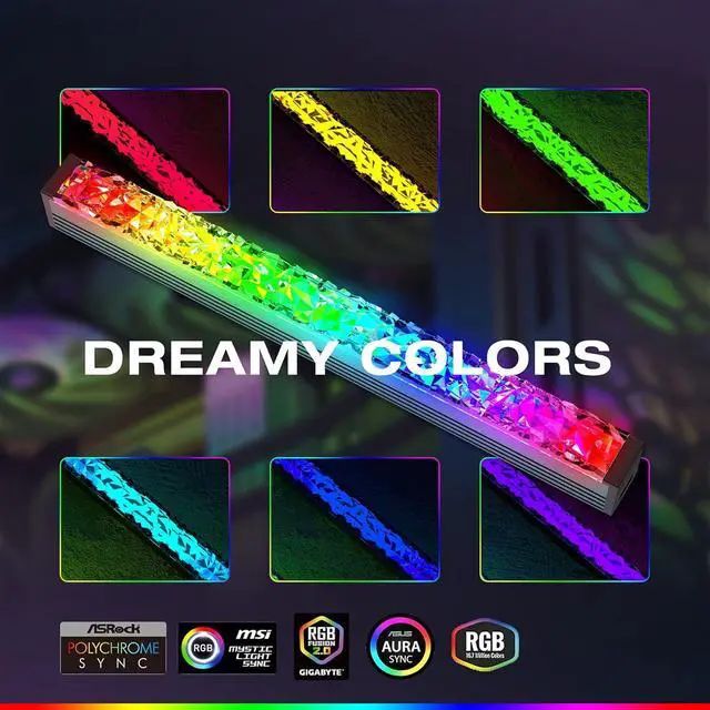 Alt view image 4 of 6 - AsiaHorse Acrylic ARGB LED 280MM Strip for PC Case with 5V 3-pin ARGB LED and 4-pin Header