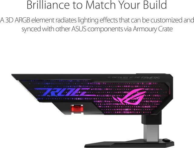 Alt view image 5 of 7 - ASUS ROg Herculx graphics card Holder, Toolless Mount, convenient Integrated Level, Zinc Alloy Structure, Adjustable Height from 72 to 128 mm, Aura Sync, Black