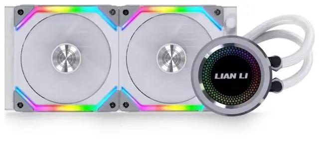 Alt view image 2 of 4 - Lian Li Galahad AIO 240 UNI Fan SL Edition Liquid CPU Cooler - Dual Fan - White